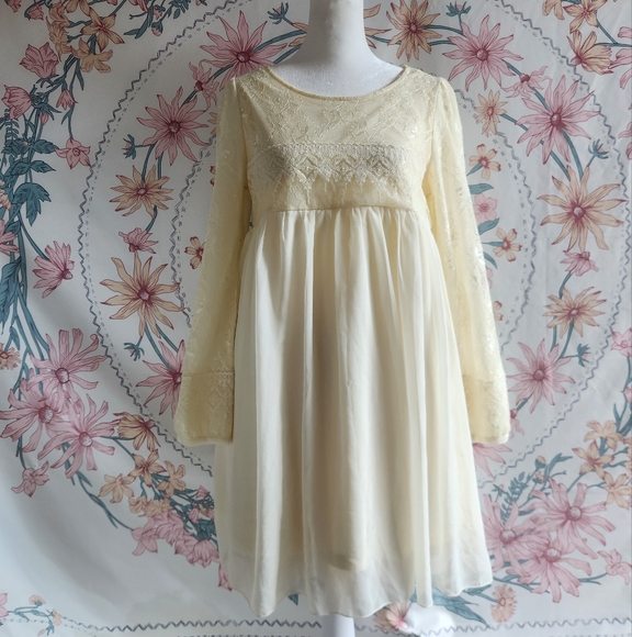 Axes Femme Babydoll Empire Highwaist Dress Gown Harajuku J Fashion Cream Cottage - Picture 3 of 16